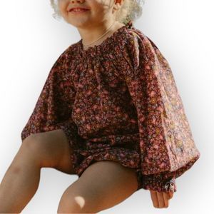 Doen Floral Kids Blouse - Pink and Brown